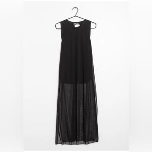 Zara Black Sleeveless Maxi Dress with Sheer Skirt